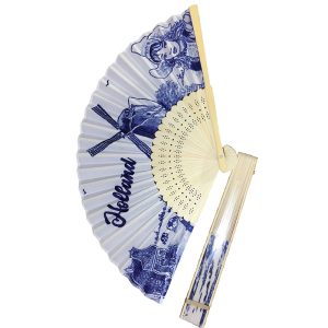 Handwaaier/spaanse waaier Flowers - zwart - 30 cm | Fun en Feest