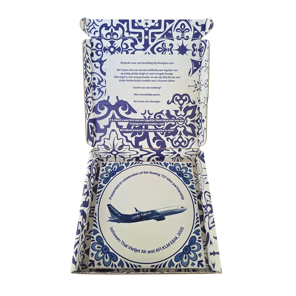 Delfts blauw tegeltje met tekst