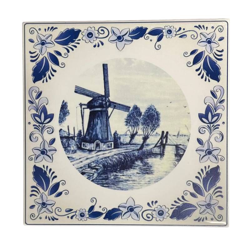 Delfts Blauw Tegeltje Hollandse Molen Klompjes Delfts Blauw Tegeltje Hollandse Molen Klompjes