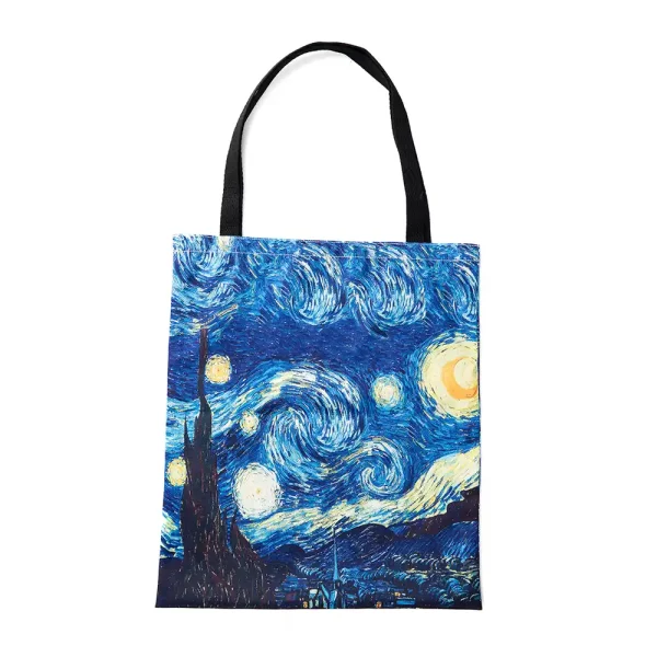 Luxe katoenen tas van Gogh - Caféterras bij nacht